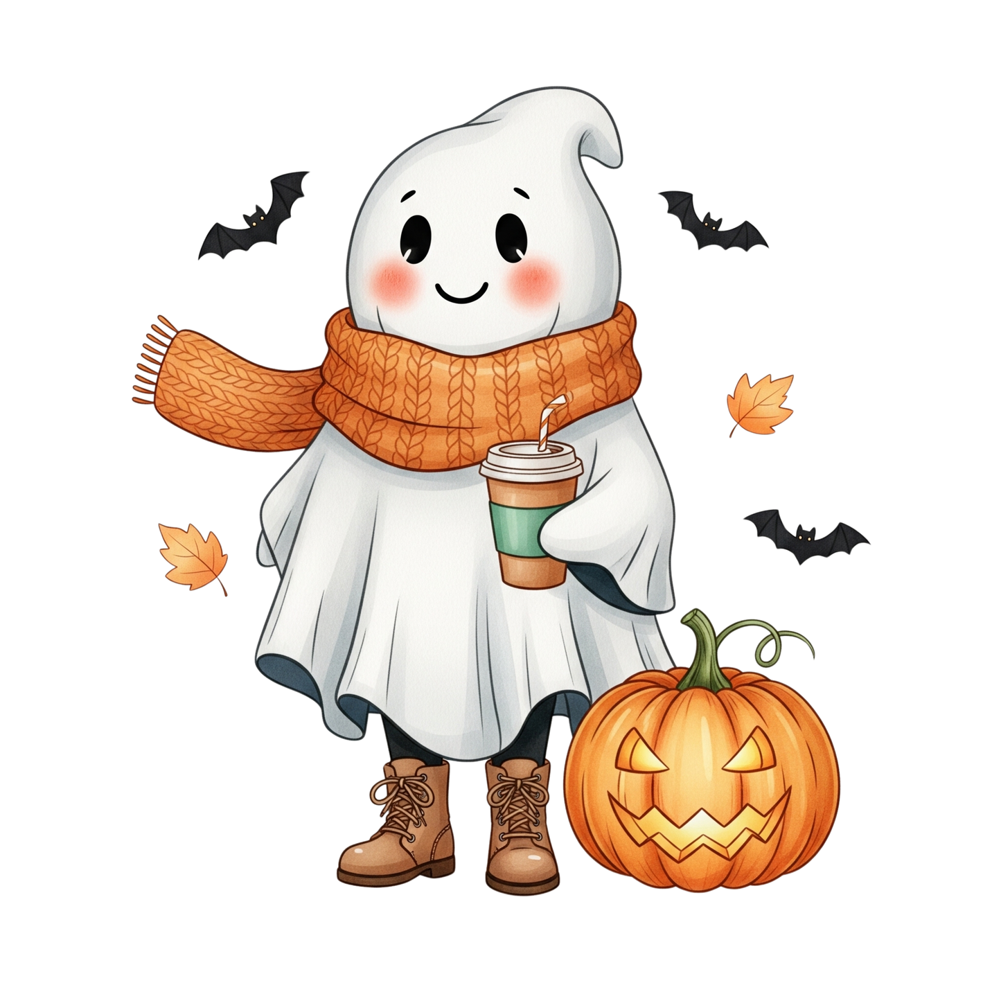 Retro Funny Halloween Ghost Clip Art Bundle PNG Digital Download
