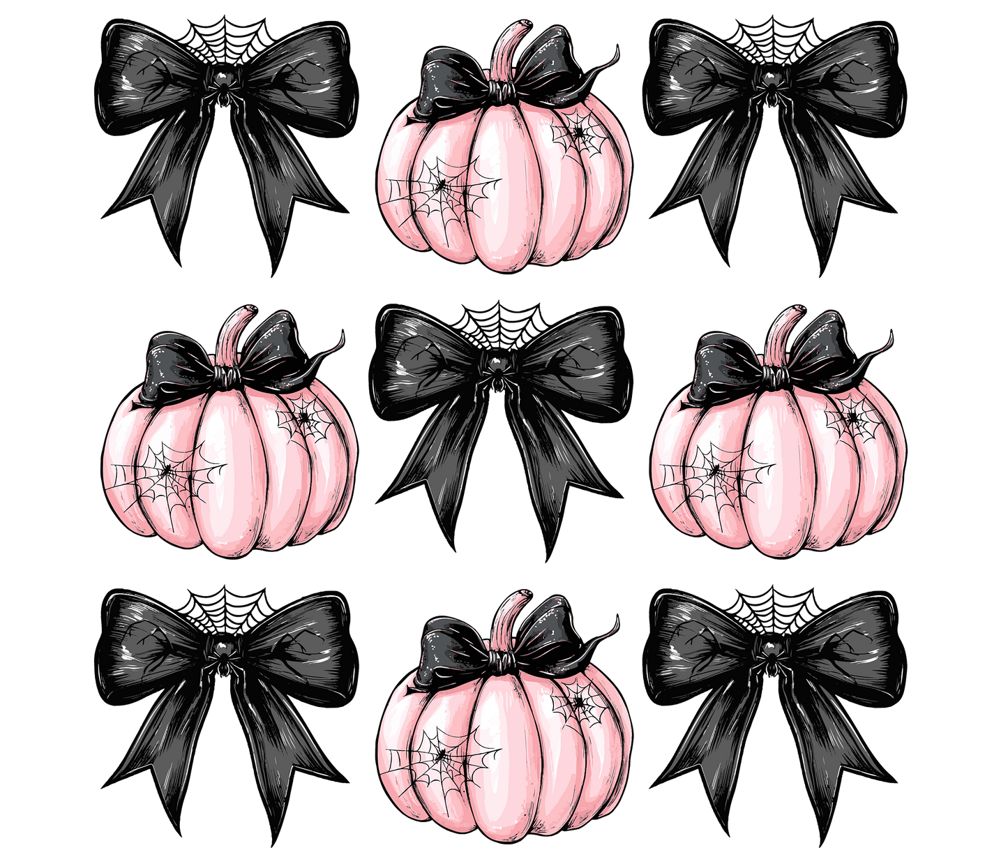 Pink Pumpkin Black Bow Spider Coquette PNG Digital Download