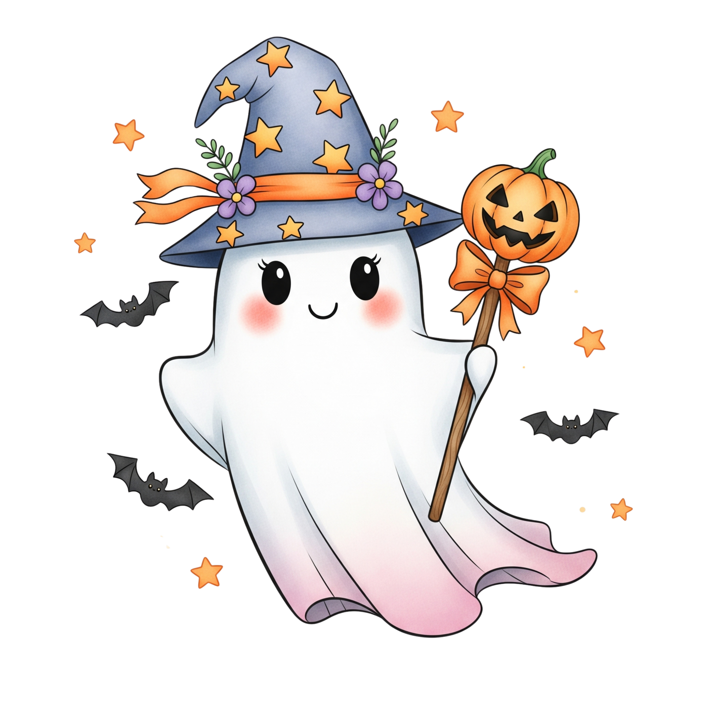 Retro Funny Halloween Ghost Clip Art Bundle PNG Digital Download
