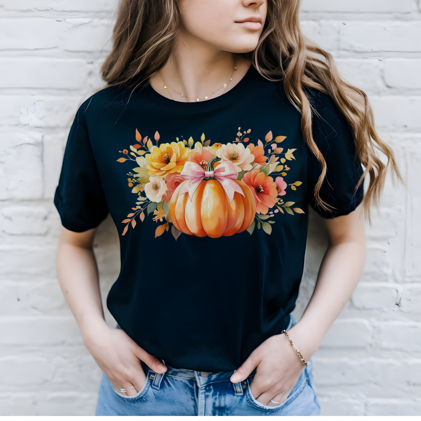 Autumn Floral Pumpkin Tee