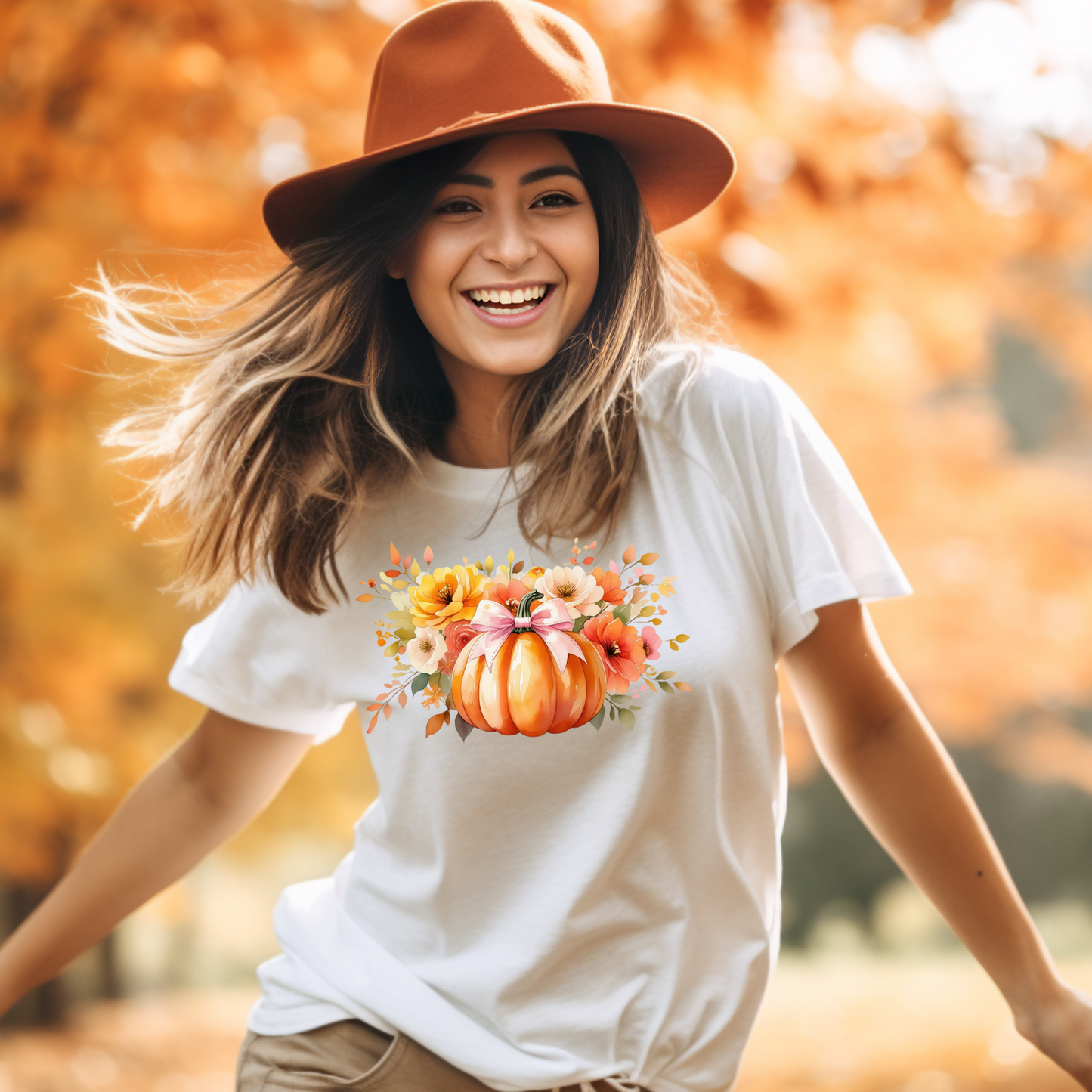 Autumn Floral Pumpkin Tee