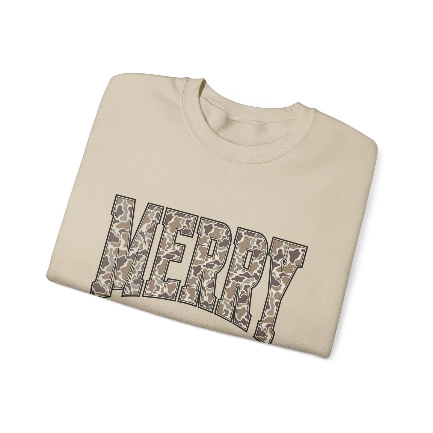 Merry Camo Sweatshirt, Holiday Gift, Cozy Festive Fashion