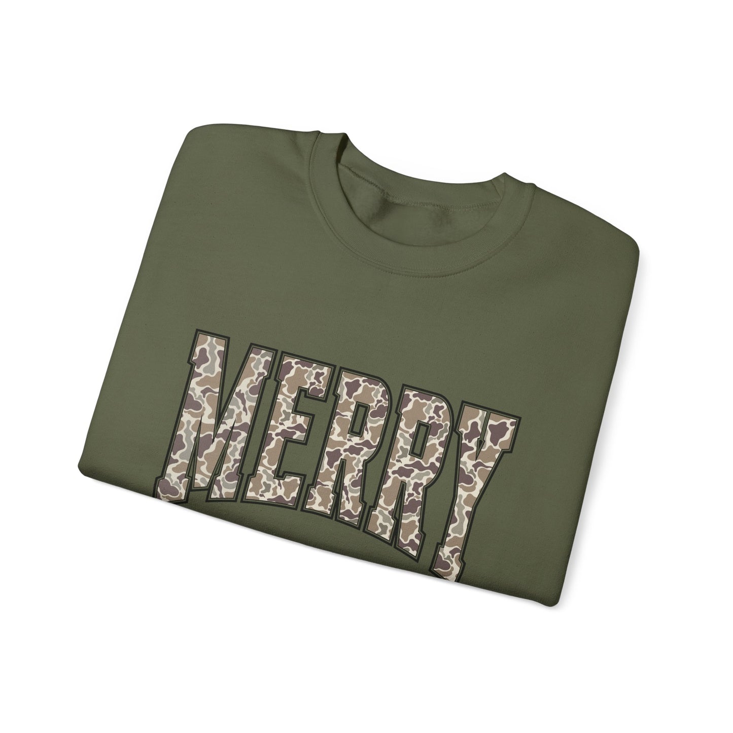 Merry Camo Sweatshirt, Holiday Gift, Cozy Festive Fashion