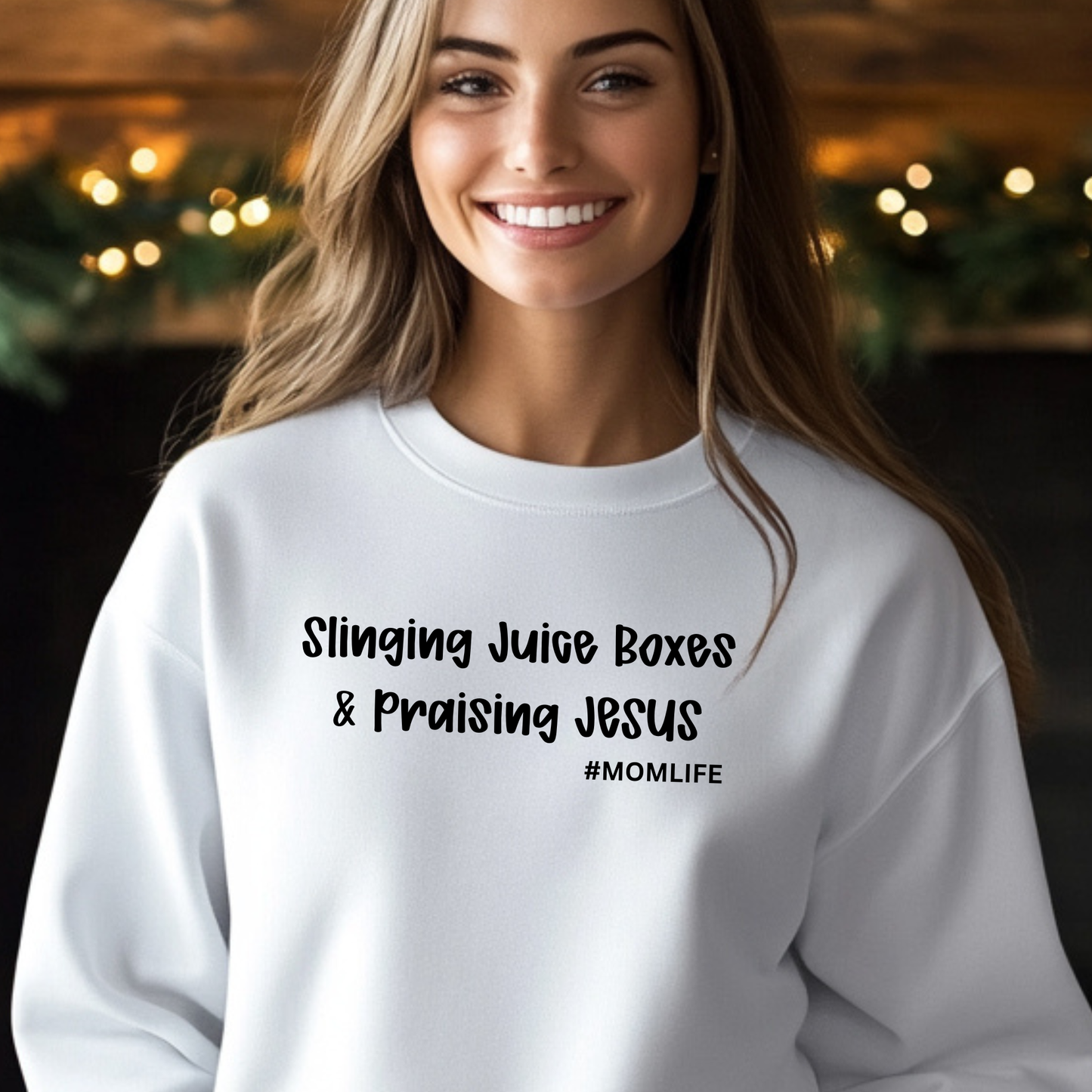Slinging Juice Boxes and Praising Jesus MOMLIFE Sweatshirt Black Ink