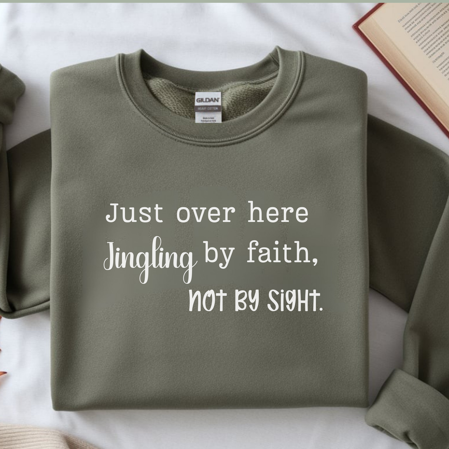 Funny Faith Christmas Shirt  Jingling by Faith Not by Sight Christian Holiday Sweatshirt  Cozy Christian Mom Gift