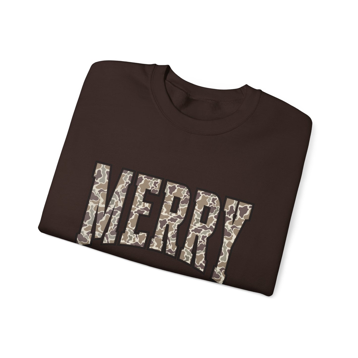 Merry Camo Sweatshirt, Holiday Gift, Cozy Festive Fashion